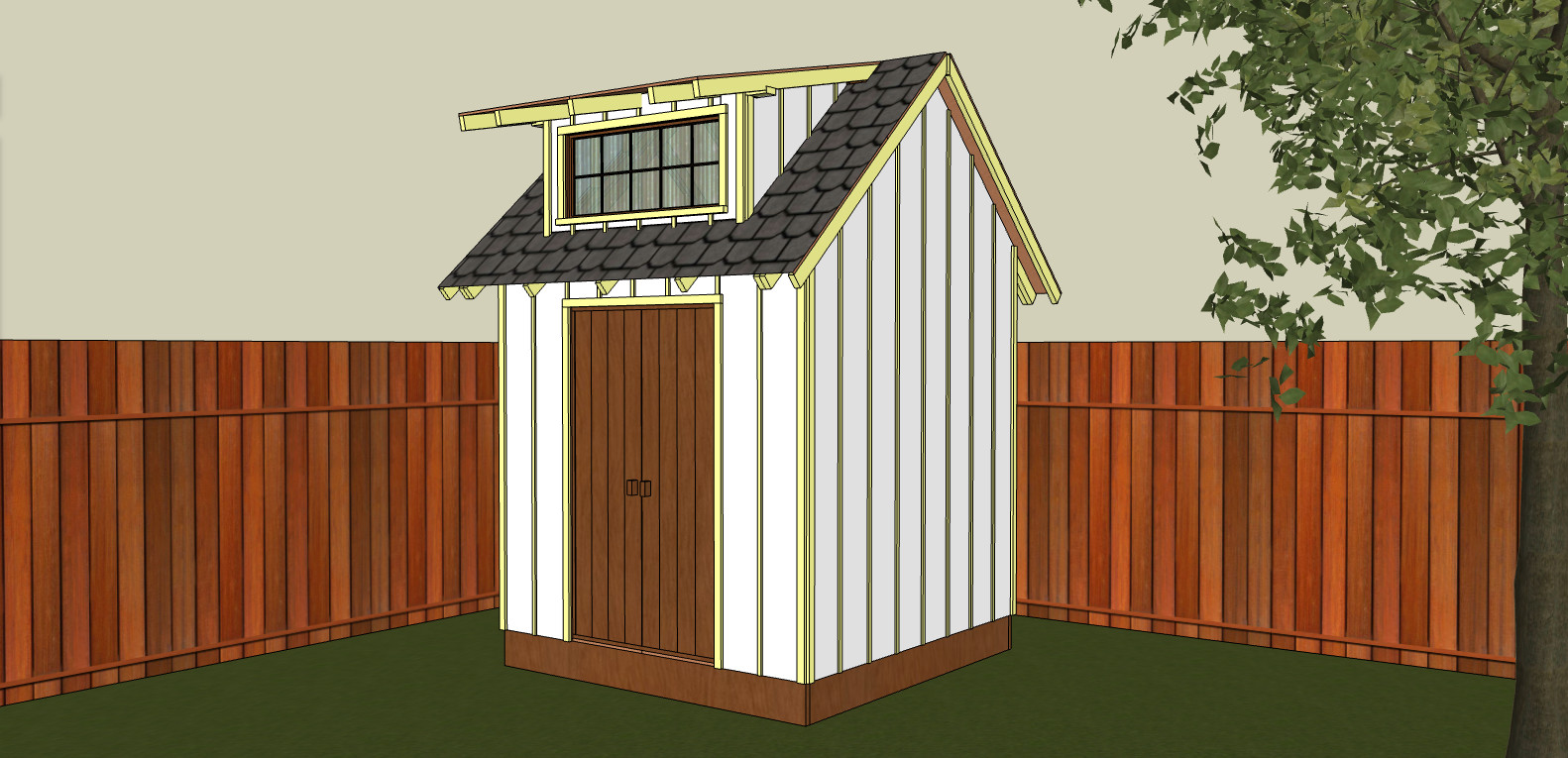 8 x 8 ft Garden/Tool Shed with Eave Build Plans Blueprints, Lumber List -PDF