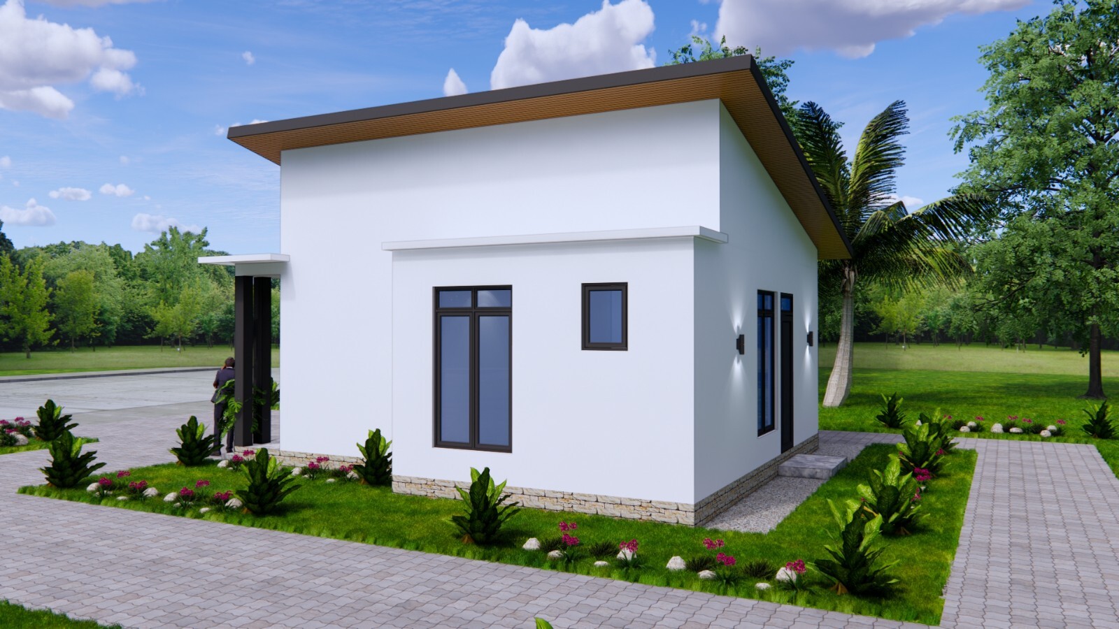 23×26 Feet Small House Plan 7×8 Meter 3 Beds 1 bath Shed Roof PDF & A4 Hard Copy