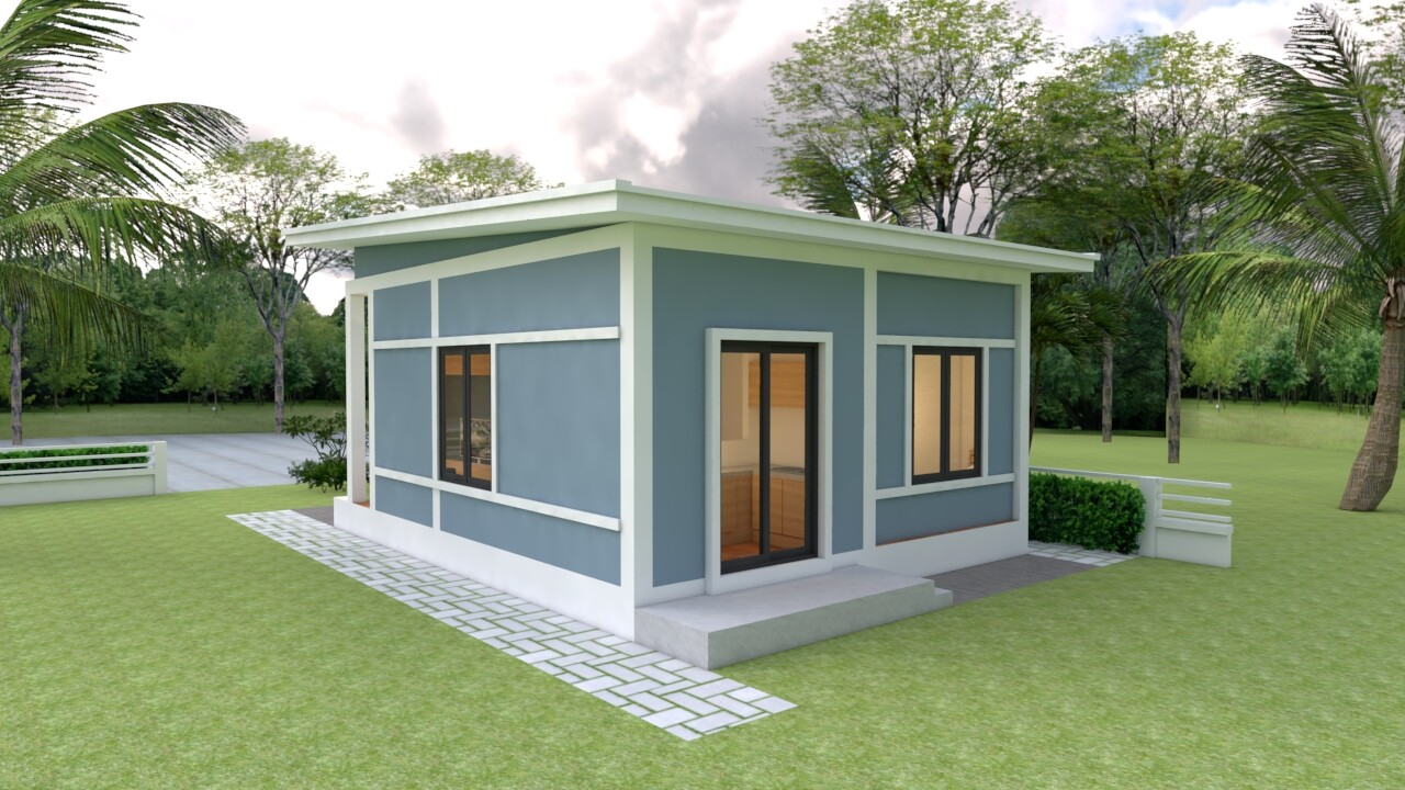 Small House Design 6×7 Meter 20×23 Feet 2 Beds 1 Bath Shed Roof (A4 Hard Copy)