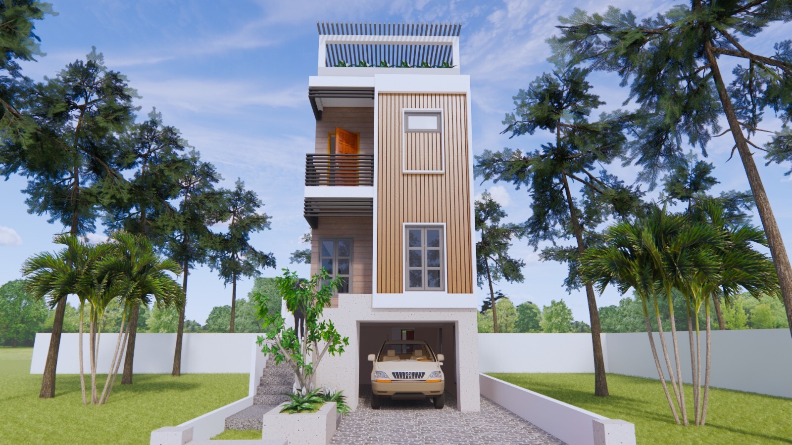 14×45 Feet Small House 4.2×14 Meter 4 Bed 5 Baths Shed Roof PDF (A4 Hard Copy)