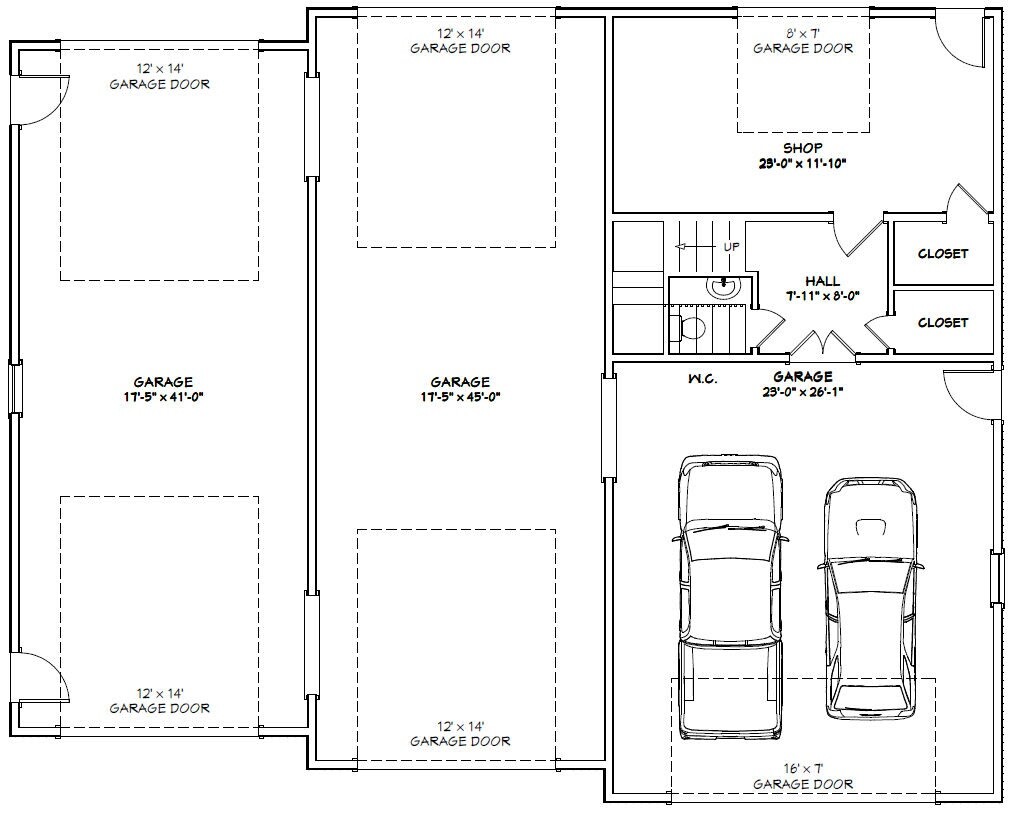 60×48 Apartment with 2-Car 2-RV Garage – PDF FloorPlan – 1,604 sqft – Model 1