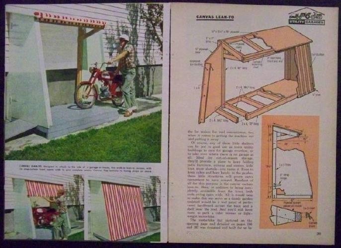 Mini Garage Utility Shed Motorcycle Garden Tractor Snowmobile How-To build PLANS