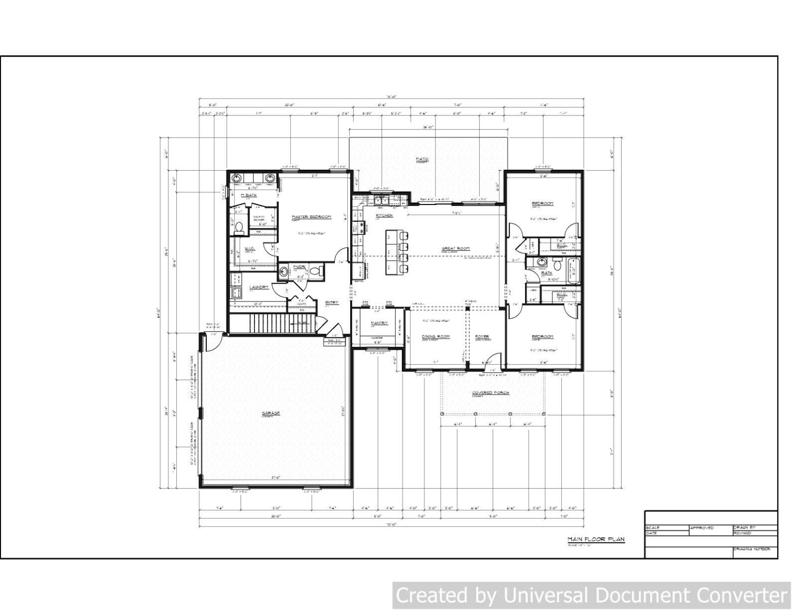 Full Set of single story 3 bedroom house plans 1,990 sq ft