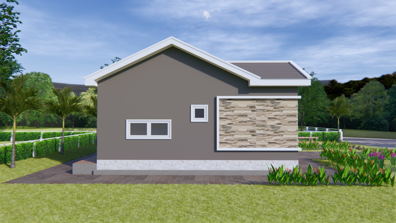 Bungalow House Plan 12×8 Meter 40×27 Feet 3 Beds 2 Baths Gable Roof A4 Hard Copy