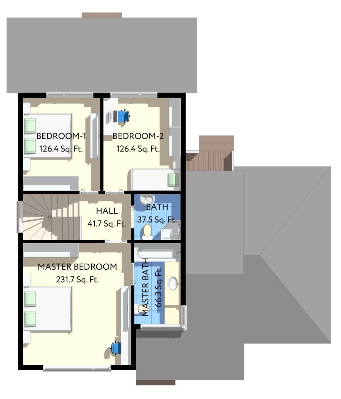 40’x45’ 3 Bed, 3 Bath Modern Cottage Architectural Build Plans PDF Download.