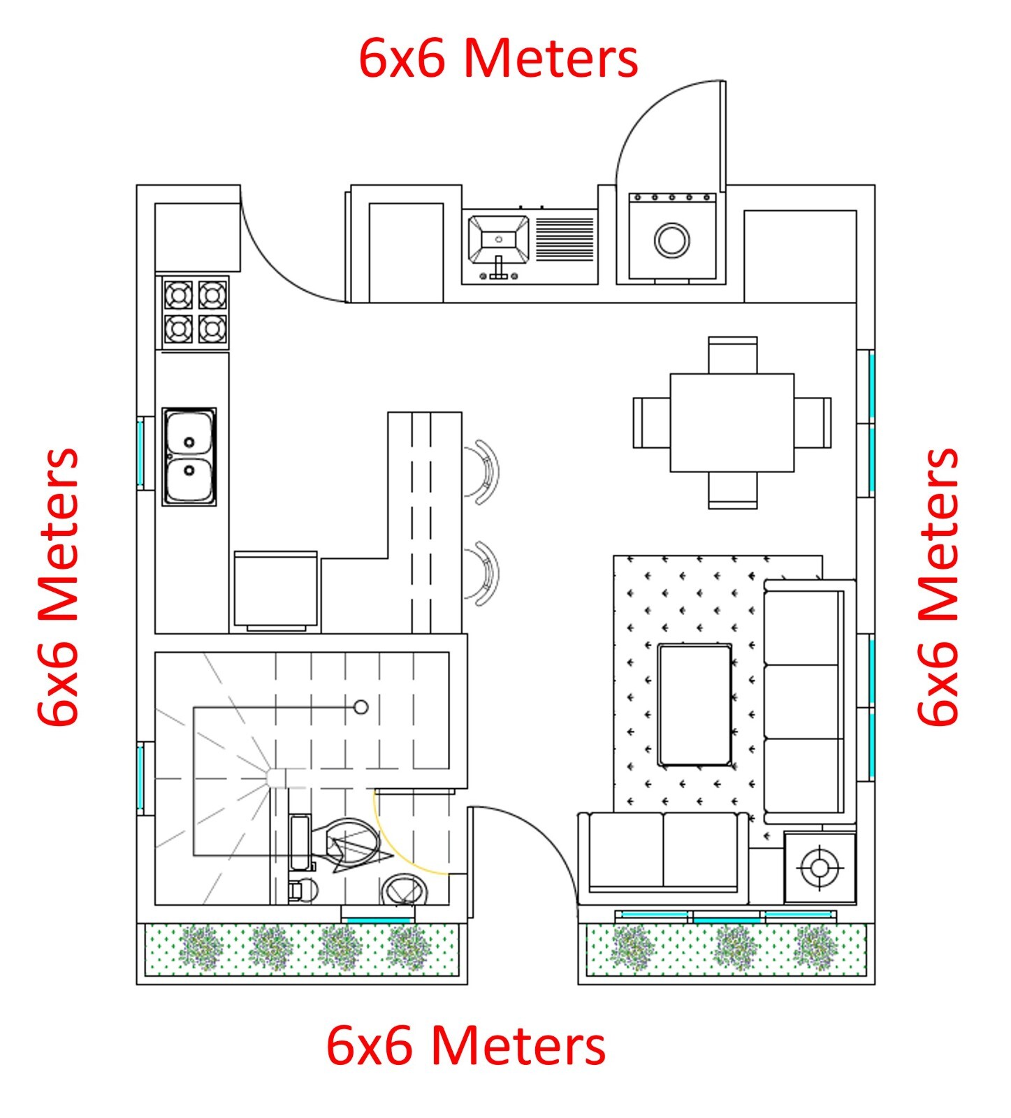 Modern Tiny House Plans 20×20 Ft – 2 Bedroom & 1 and half Bath – PDF Floor Plan