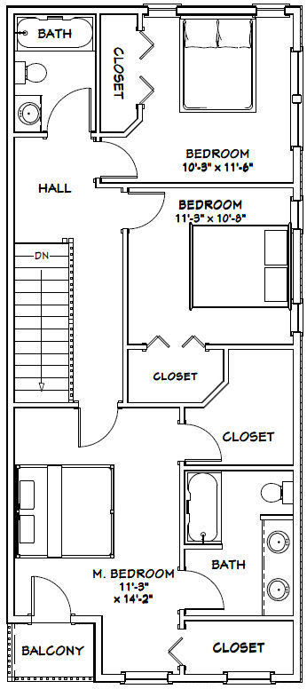 40×42 House — 3 BR 2.5 Ba 1-RV Garage – PDF Floor Plan – 1,619 sqft – Model 2C