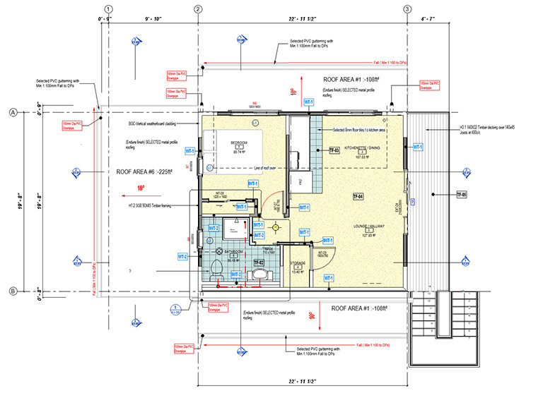 (ADU) Garage loft Apartment 1BR/ 1BATH/kitchen full PDF dwg set + CAD download