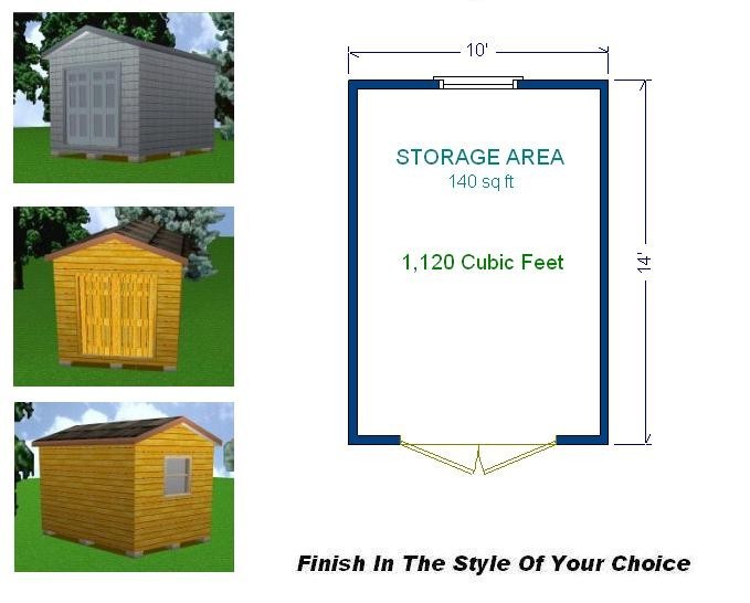 10×14 Storage Shed Plans Package, Blueprints, Material List & Instructions