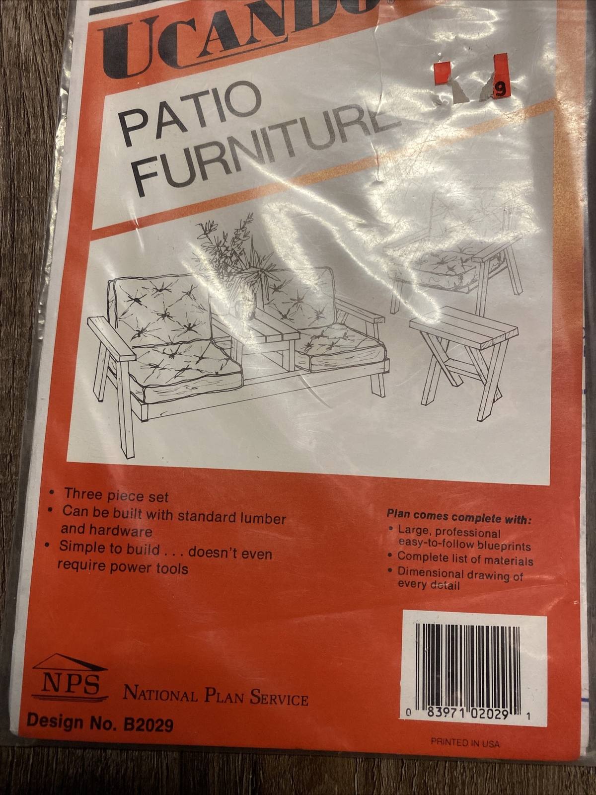 UCANDO Patio Furniture King Chair And Table Blue Print 3 Piece Set Easy