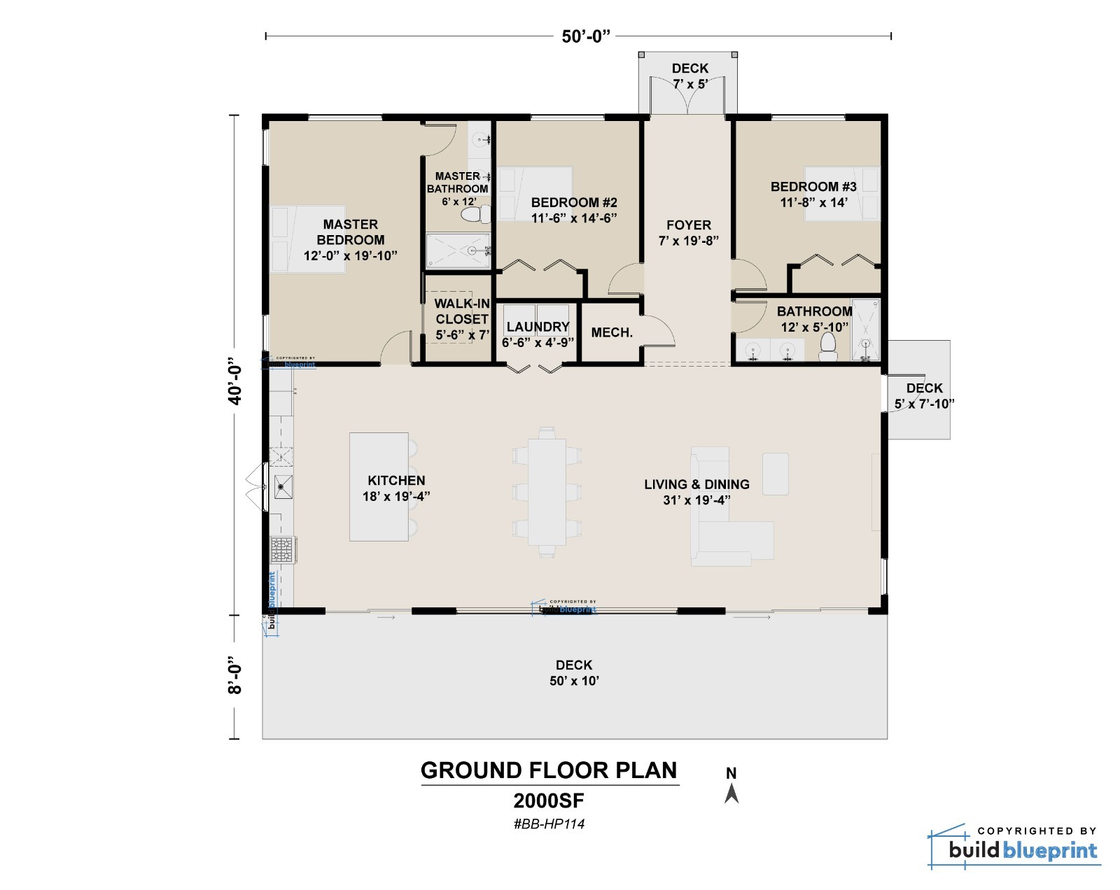 40×50 Lean Modern Cottage Custom Architectural Plans 2000SF – PDF Download