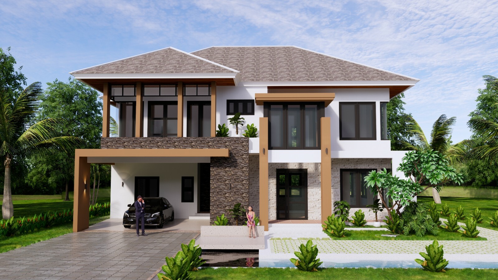 Custom House Plans 15×11 Meter 49×36 Feet 5 Beds 5 Baths Hip Roof (A4 Hard Copy)
