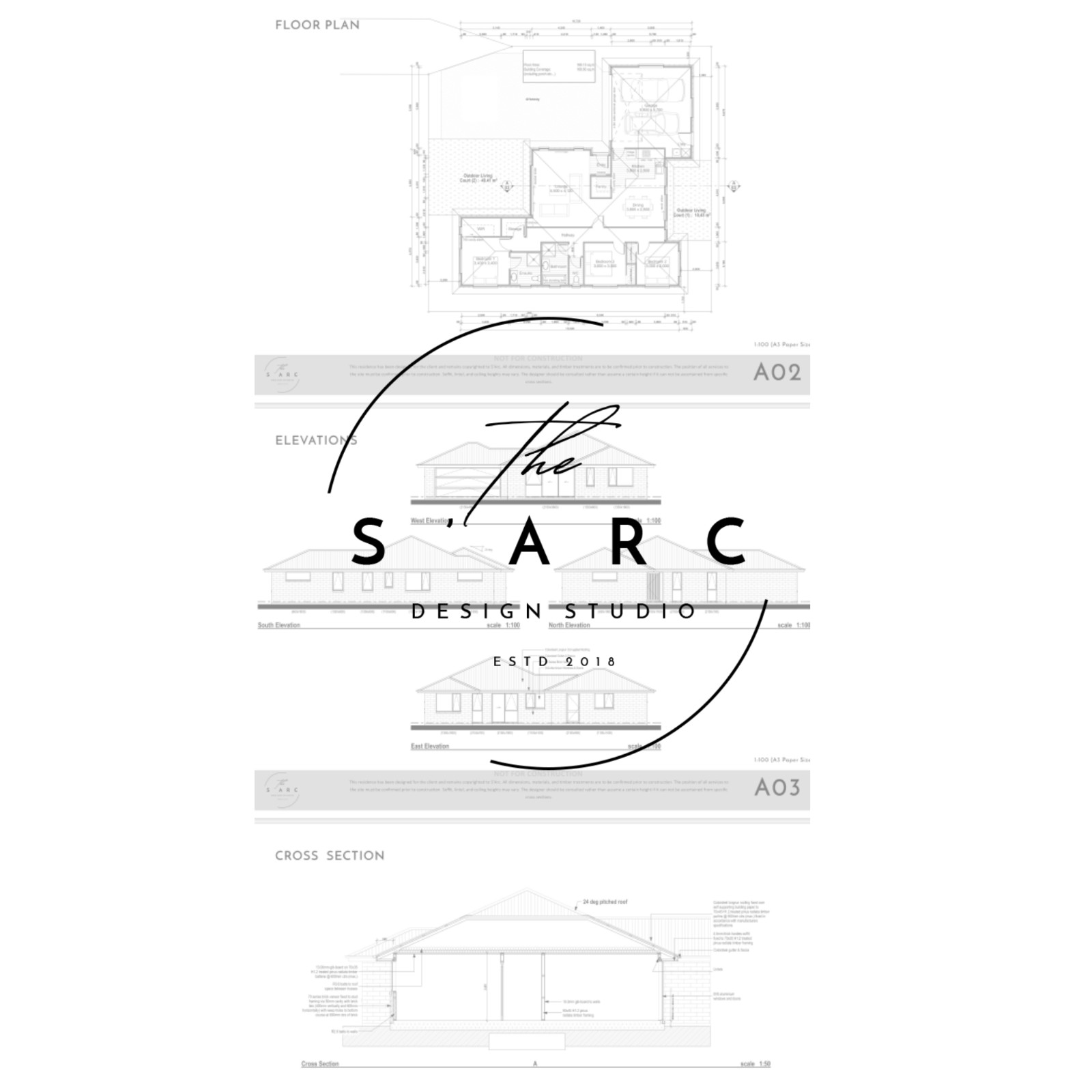 Modern Family House Plan, 168 sqm, One Story, Double Garage, 3 Bedroom, Cottage