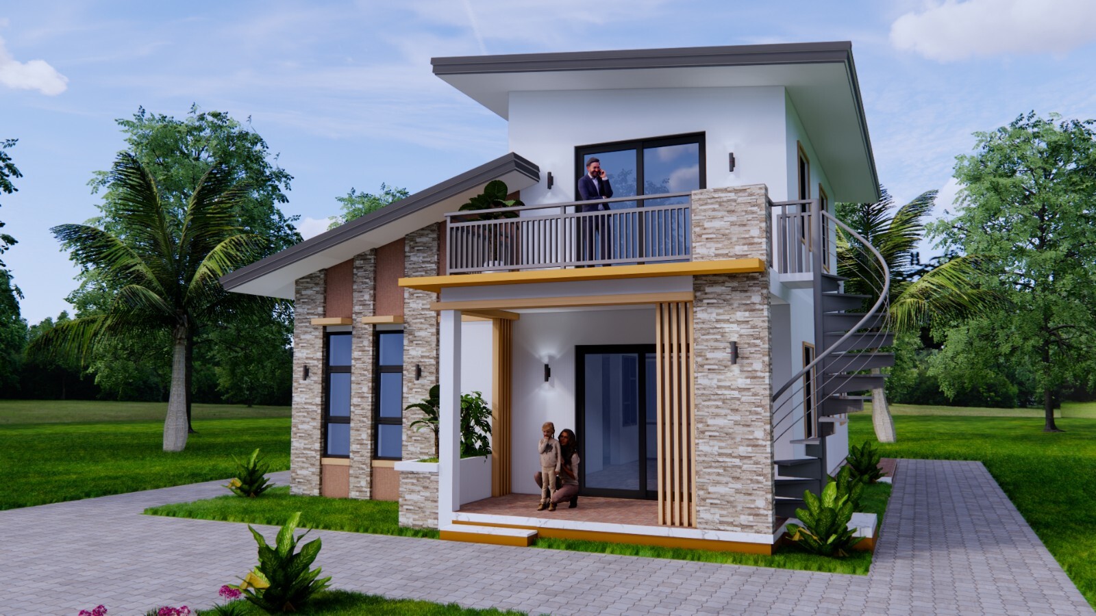 26×36 Small House Plan 8×11 Meter 2 Family House Design Shed Roof (A4 Hard Copy)