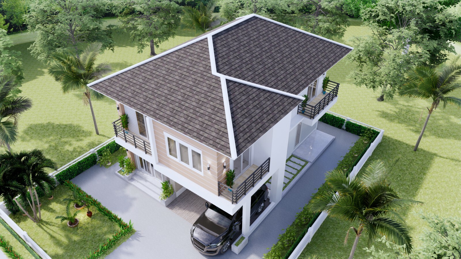28×36 Feet House Design Plans 8.5×11 Meter 4 Beds 3 Bath Hip Roof (A4 Hard Copy)