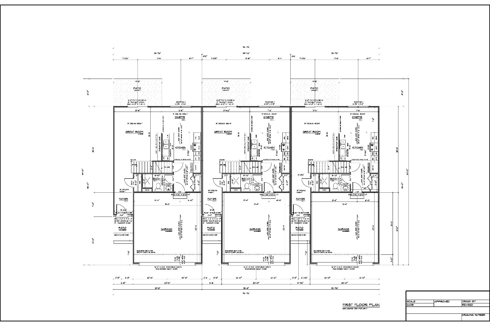 Full Set of Condominium / Triplex building plans 1,379 sq ft