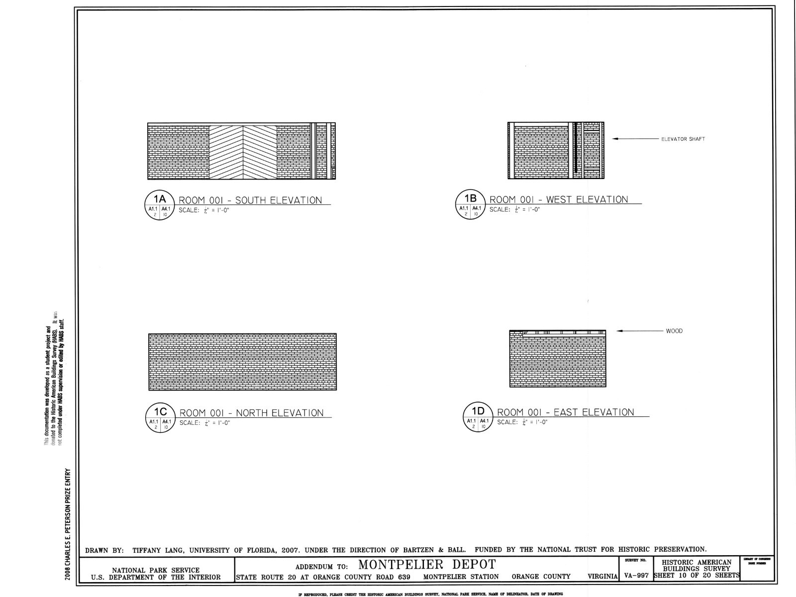 Southern Railroad Station, Montpelier, VA, architectural drawings, large set