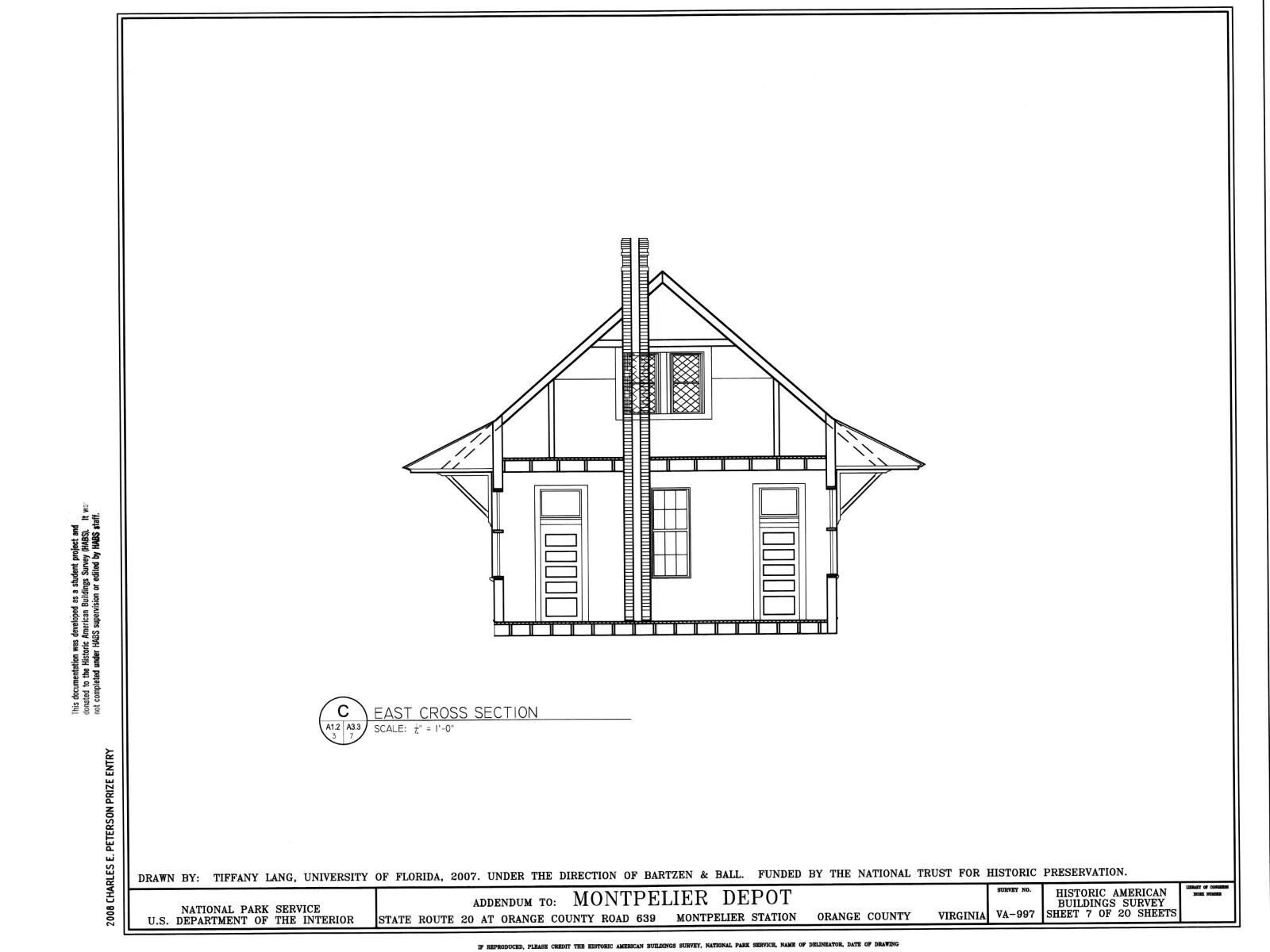 Southern Railroad Station, Montpelier, VA, architectural drawings, large set