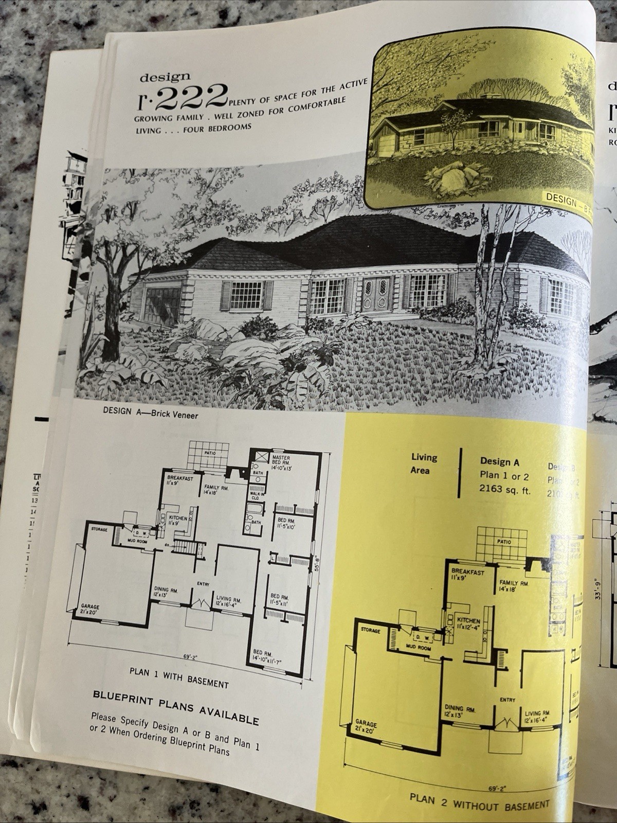 Vintage 1970 MCM Custom Large Ranch Homes Plans Design Catalog Atomic Blueprint