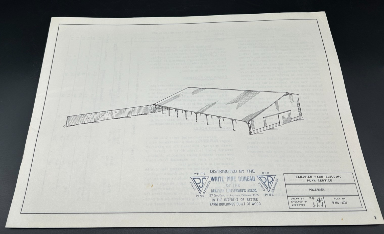 Plans for Pole Barn-Potato Storage-White Pine Bureau-Canadian Lumberman’s Assoc.