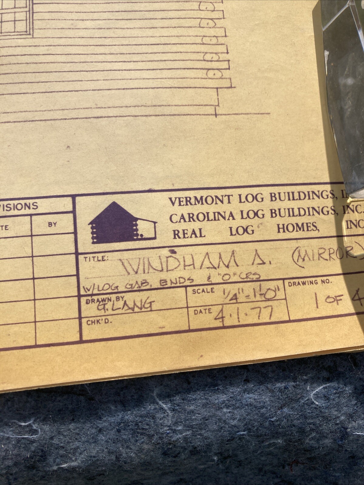 Vintage 1977 Vermont Log Buildings Windham Full Set Blueprints *RARE*
