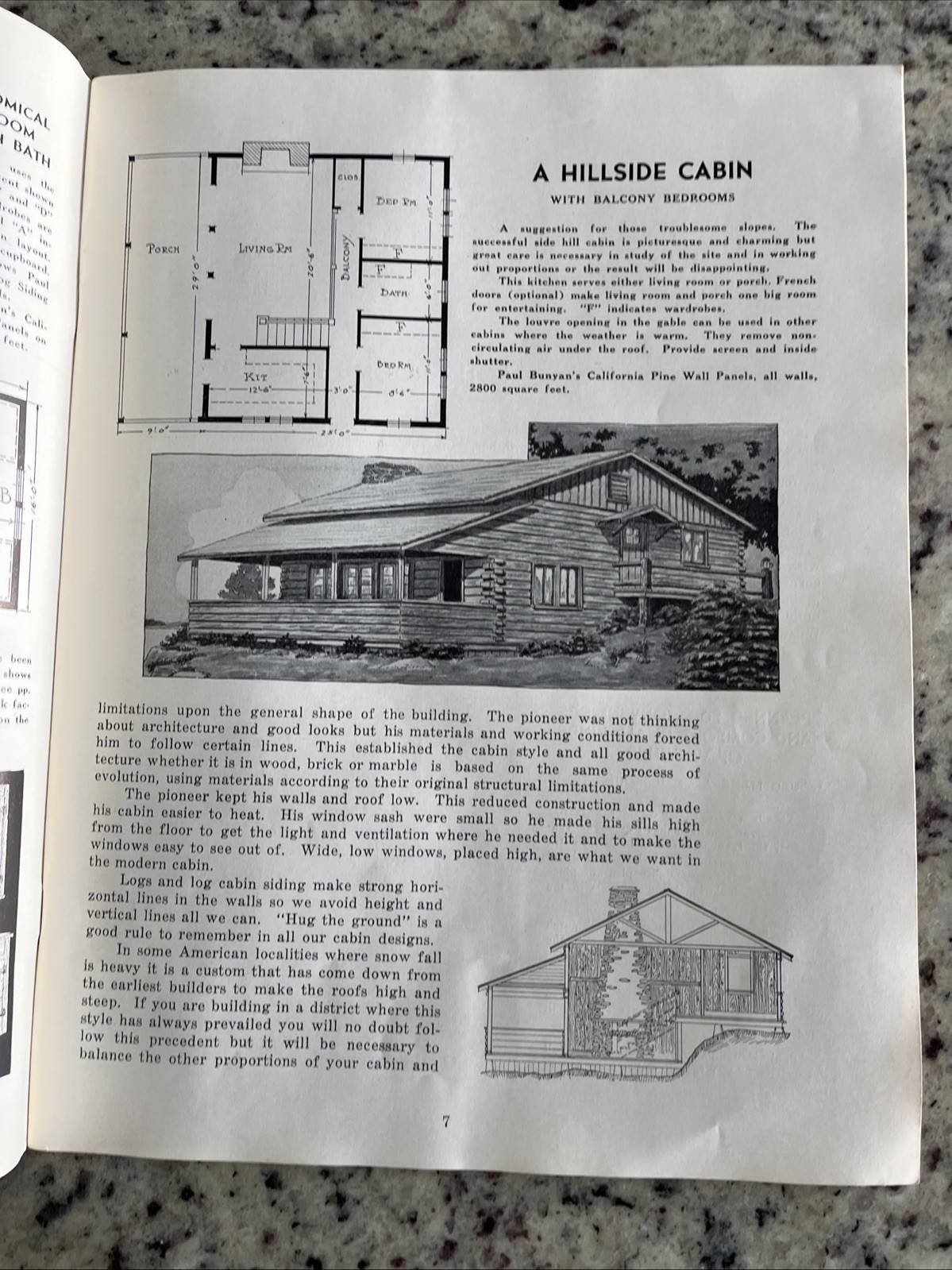 Vintage 1937 Paul Bunyan Log Cabin Plan Guide Cinder Cone Dance Hall Standish CA