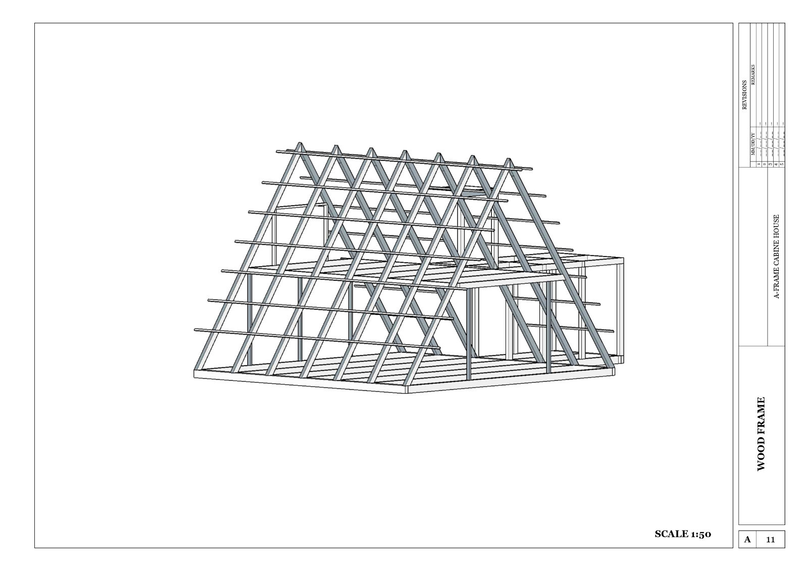 A-Frame Cabin House Plan with Auto CAD File, Blueprint PDF & Realistic 3D Images