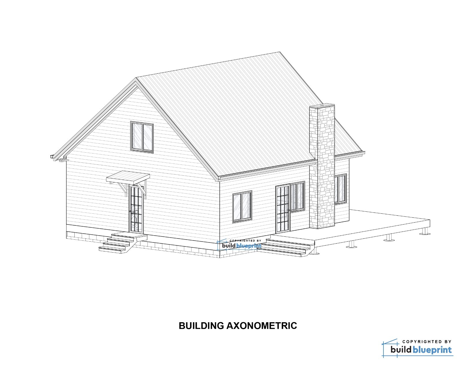 28′ x 28′ Modern Vacation Cabin Architectural Plans 1025SF – PDF Download