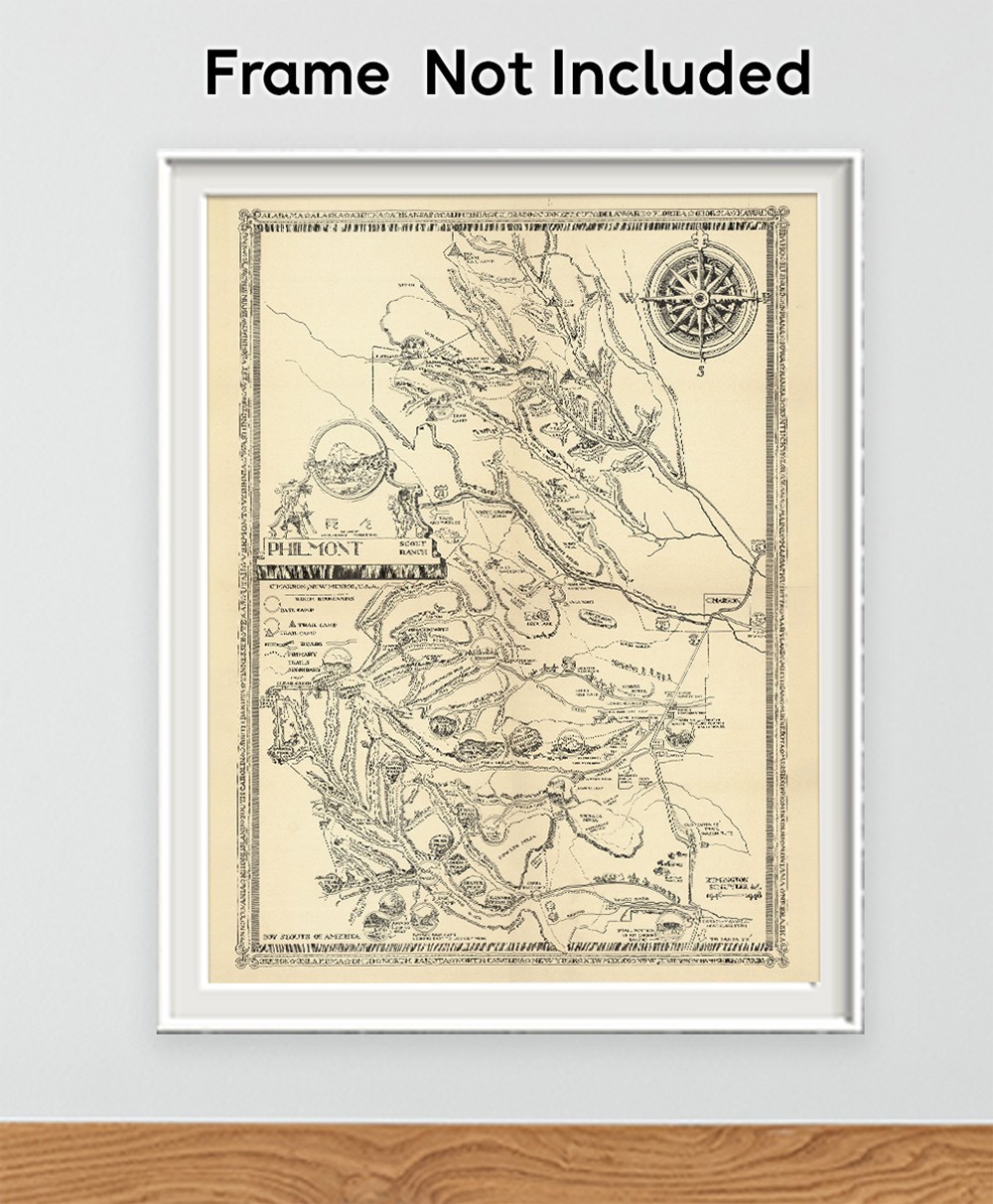 Philmont Scout Ranch Vintage Map 1948 Cimarron New Mexico Trail Plan