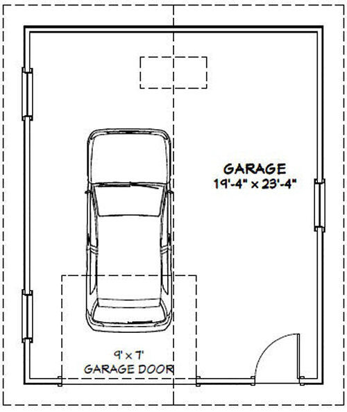 20×24 1-Car Garage — 480 sq ft — PDF Floor Plan — Model 3A