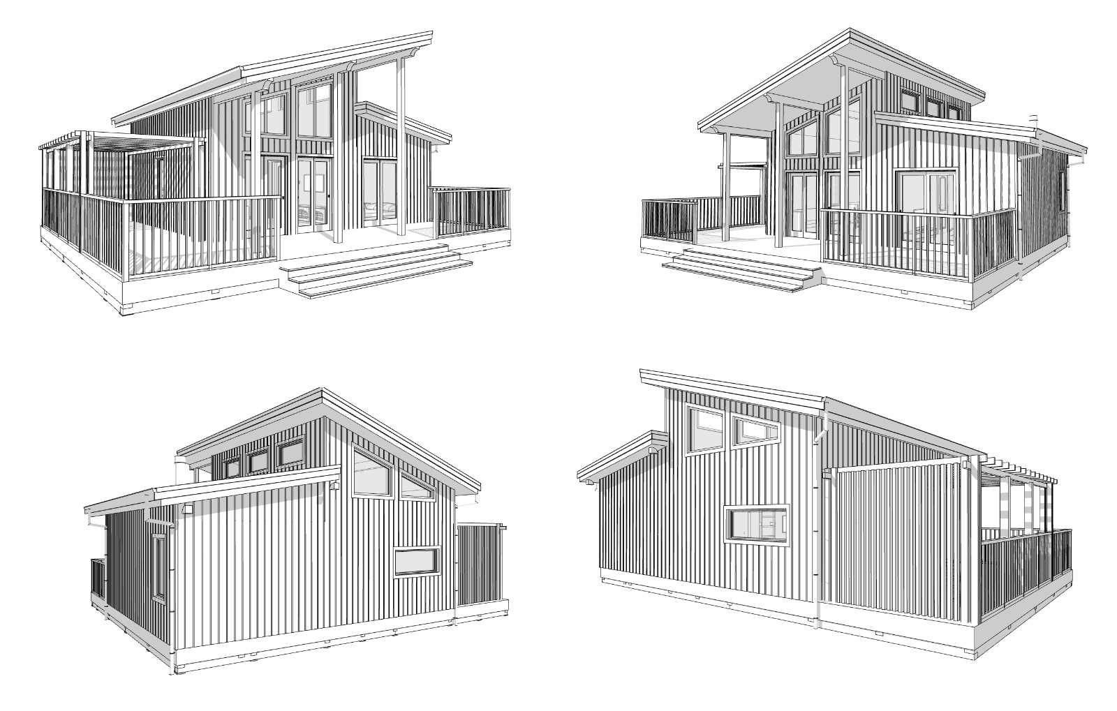 Cozy Charming Tiny House 2 Bed, 1 Bath Architectural Build Plans PDF Download