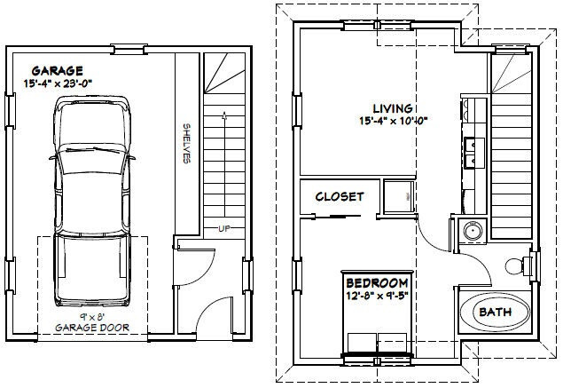 20×24 1-Car Garage — 888 sq ft — PDF Floor Plan — Model 11