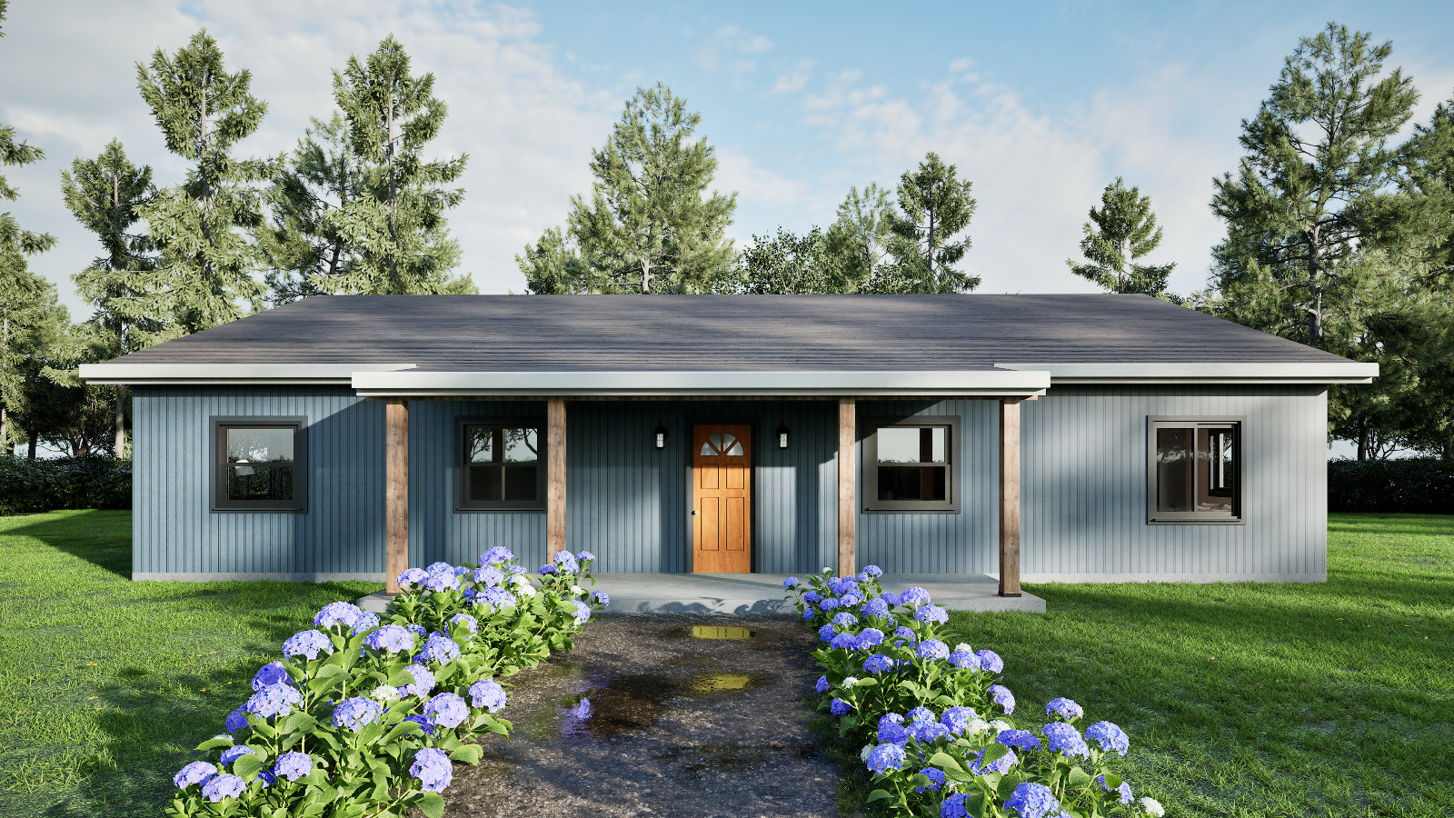 Modern American Style Farm House Plan, 55’x40’ with CAD File, Blueprint PDF