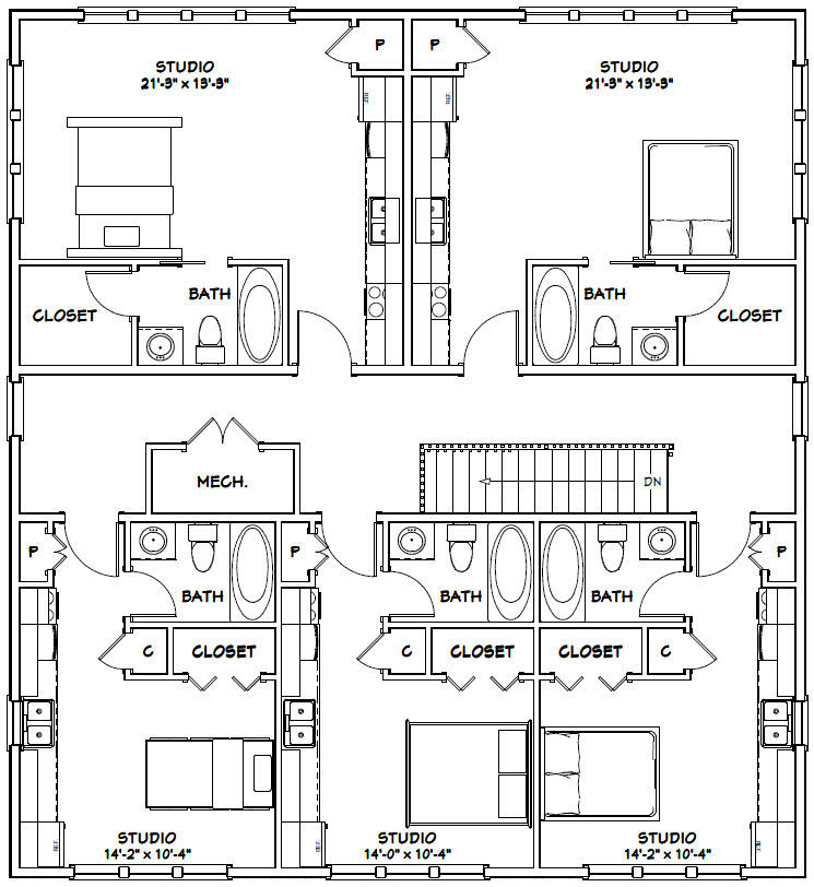 44×48 10-Plex – PDF FloorPlan – 4,114 sqft – Model 4E