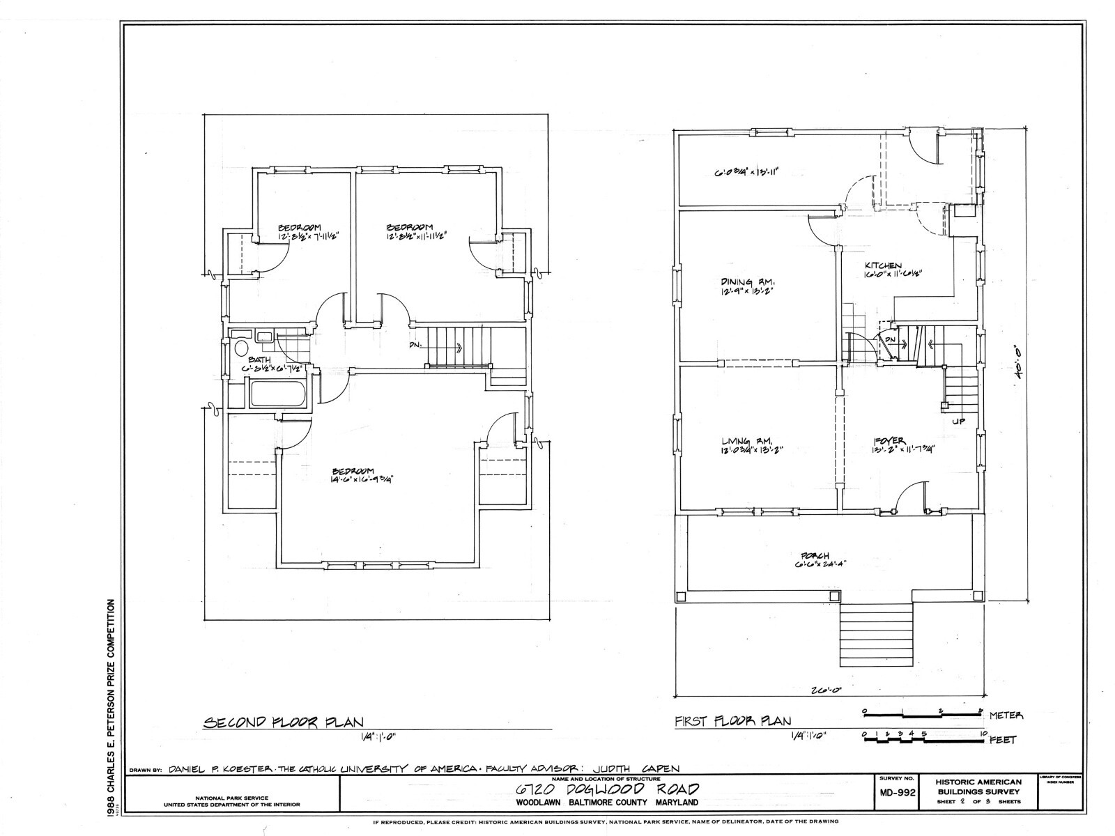 Bungalow House Plans, 3 bedroom Craftsman Style Small Home – printed plans