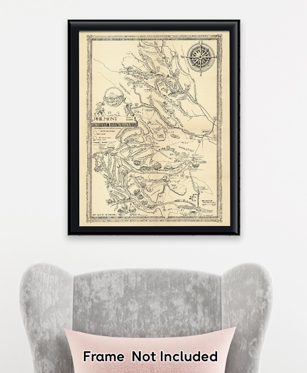 Philmont Scout Ranch Vintage Map 1948 Cimarron New Mexico Trail Plan