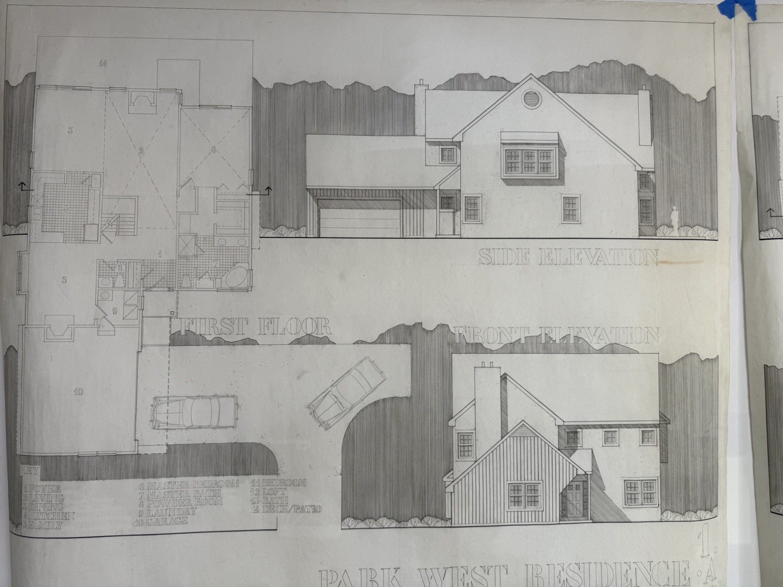Vintage Architectural Drawings Vellum (Set of 4) House Plans Elevations 30×36