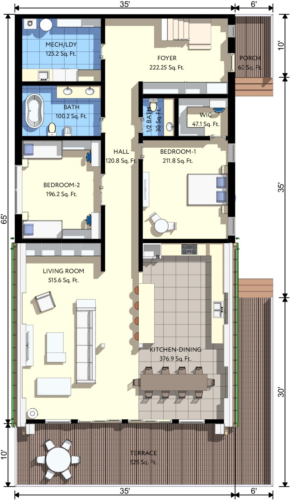 35’x65′ 4 Beds, 4 Bath Double A-Frame Architectural Build Plans PDF Download